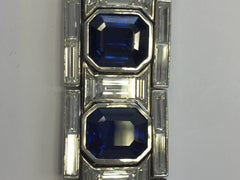 Estate Blue Sapphire Octagon and Diamond Baguette Tanagro Bracelet