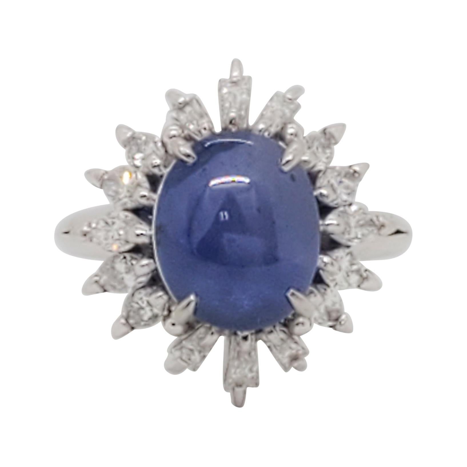 Natural Blue Sapphire Star Ring For Sale at 1stDibs