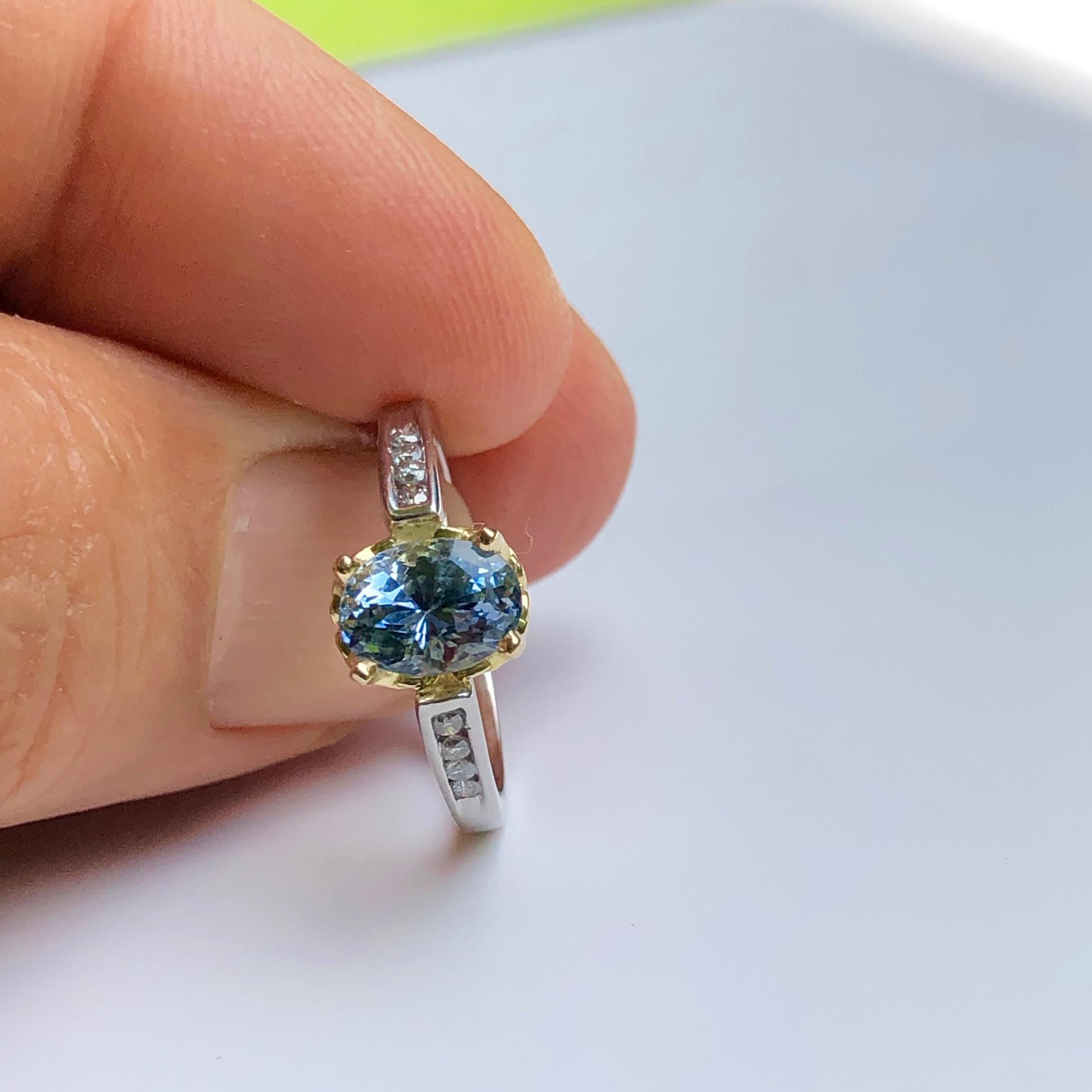 Women's Estate Bluish-Lilac Sapphire Solitaire Engagement Ring Platinum and 18 Karat