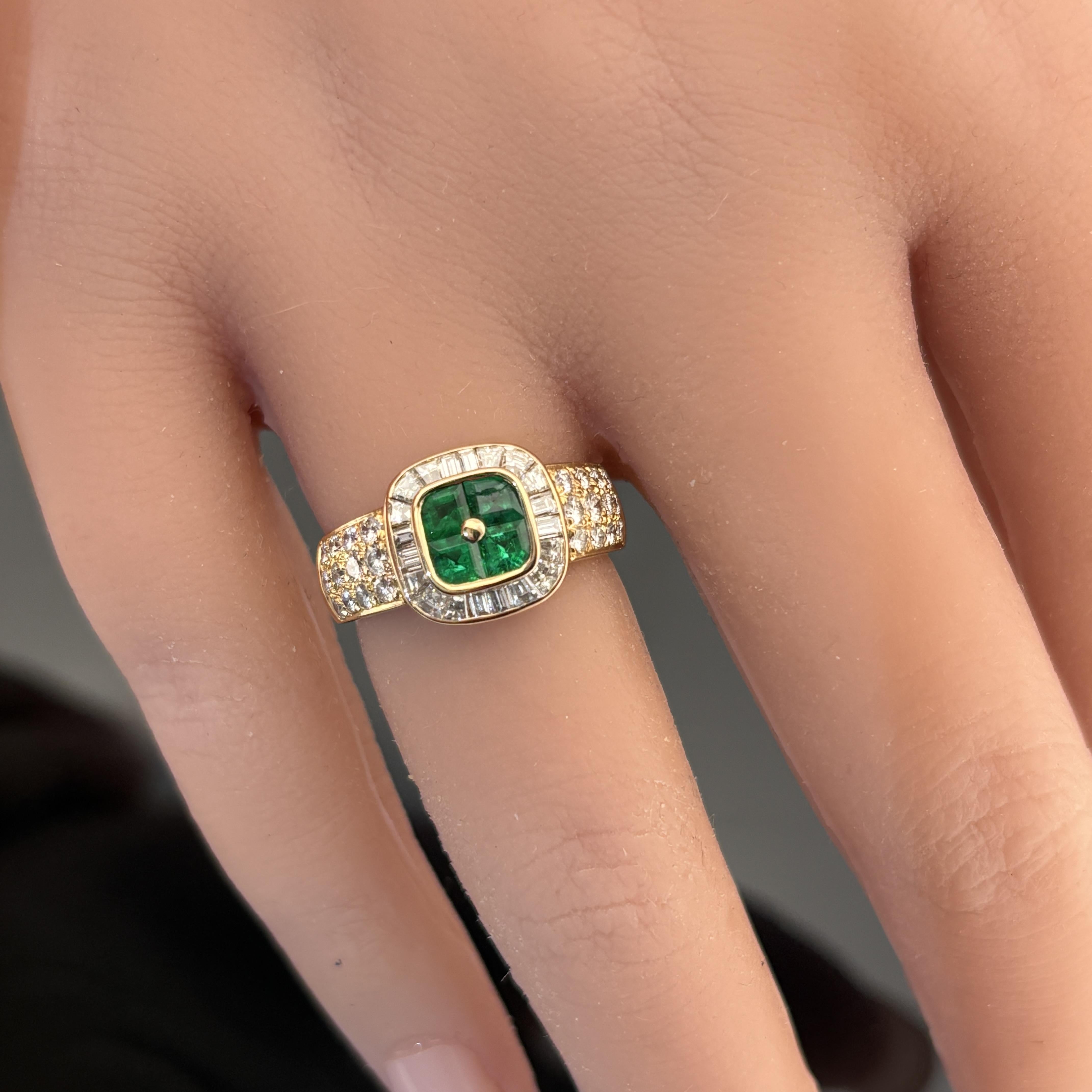 Estate Boucheron Smaragd & Diamant 18k Gelbgold Ring im Angebot 5