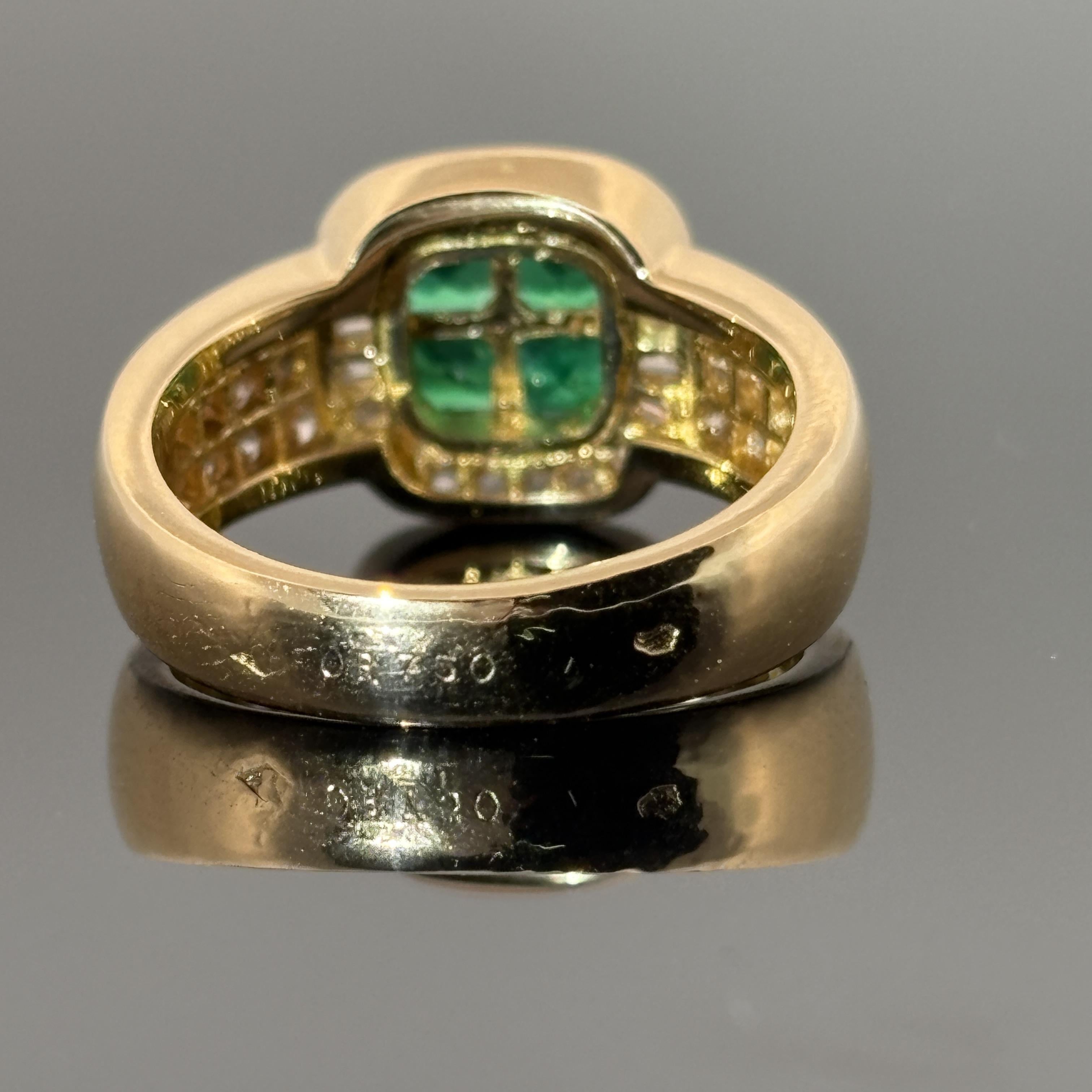 Estate Boucheron Smaragd & Diamant 18k Gelbgold Ring im Zustand „Gut“ im Angebot in Orlando, FL
