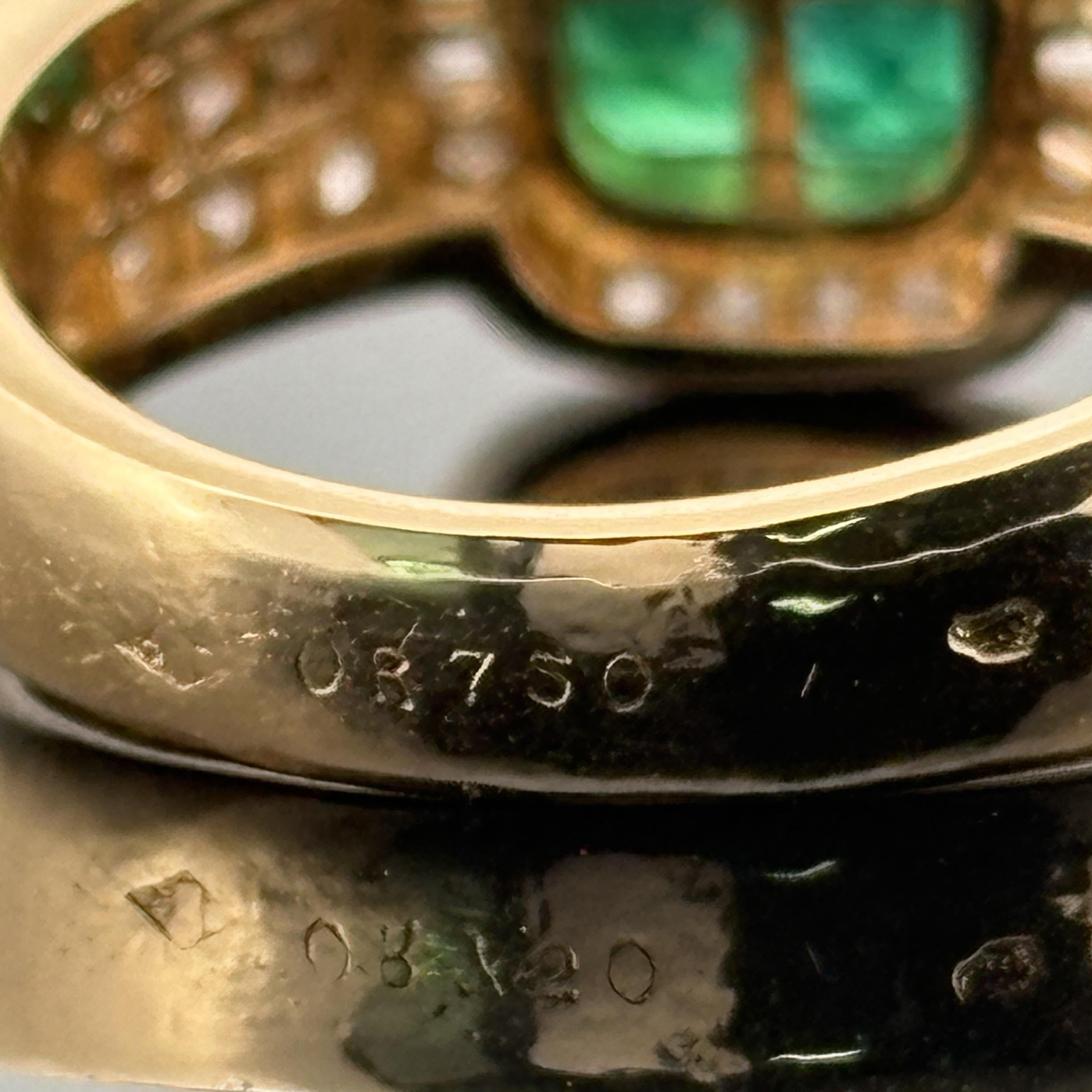 Estate Boucheron Smaragd & Diamant 18k Gelbgold Ring im Angebot 3