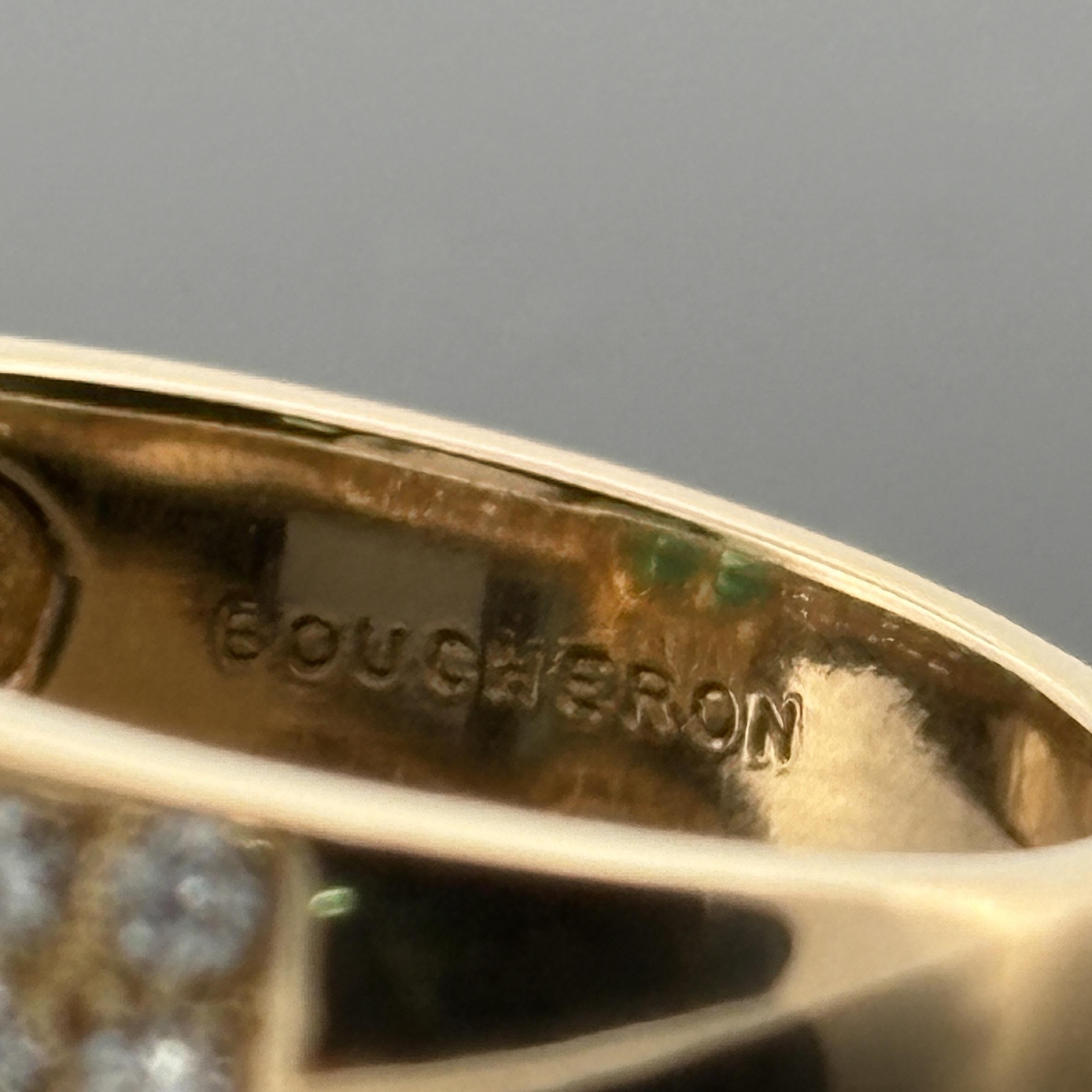 Estate Boucheron Smaragd & Diamant 18k Gelbgold Ring im Angebot 4
