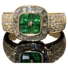 Estate Boucheron Emerald & Diamond 18k Yellow Gold Ring