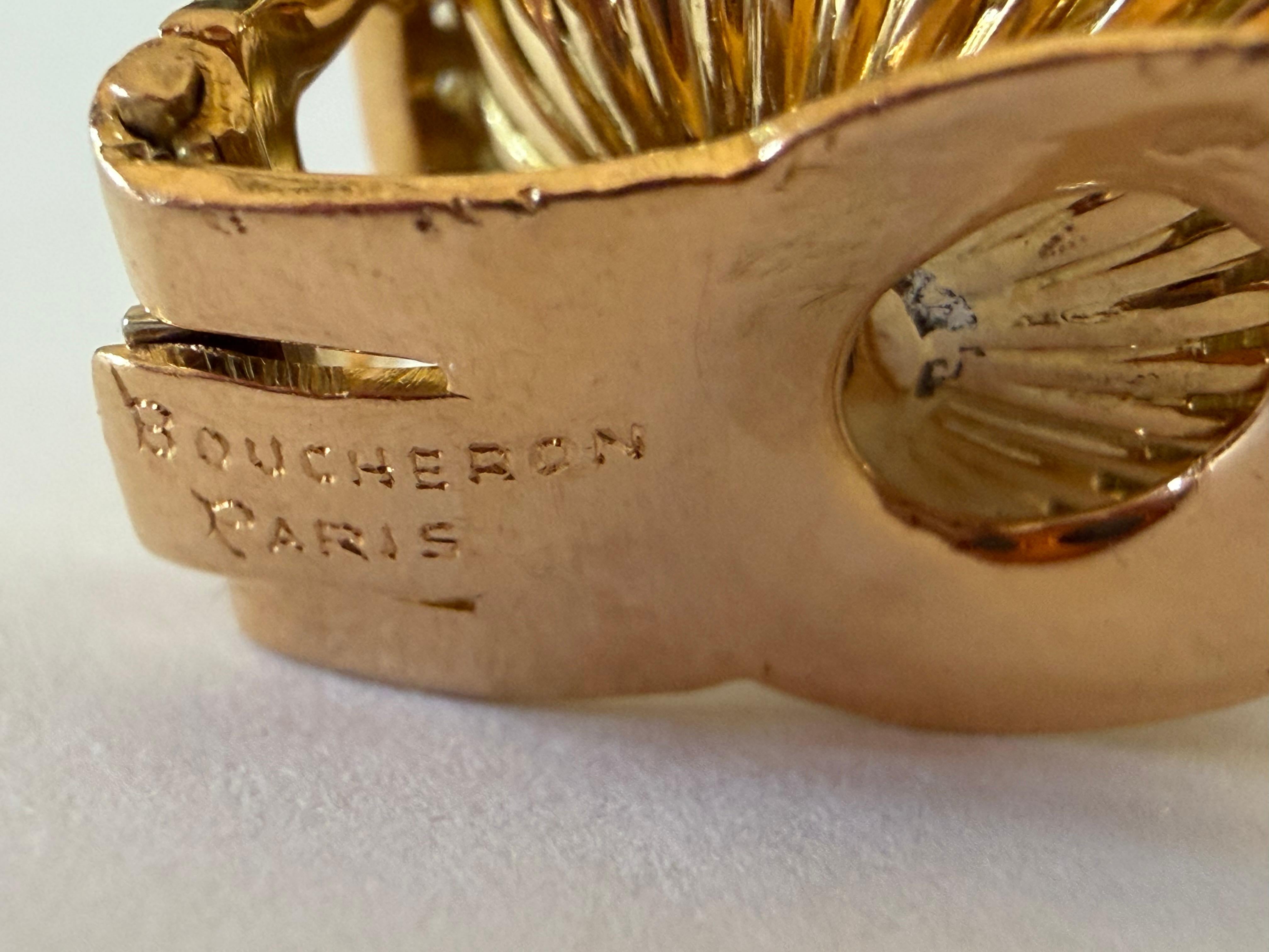 Orecchini a clip floreali in oro giallo 18 carati Boucheron Paris Estate in vendita 1