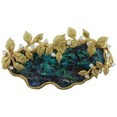 Nachlass Boulder Opal Diamant Gold Brosche oder Anhänger