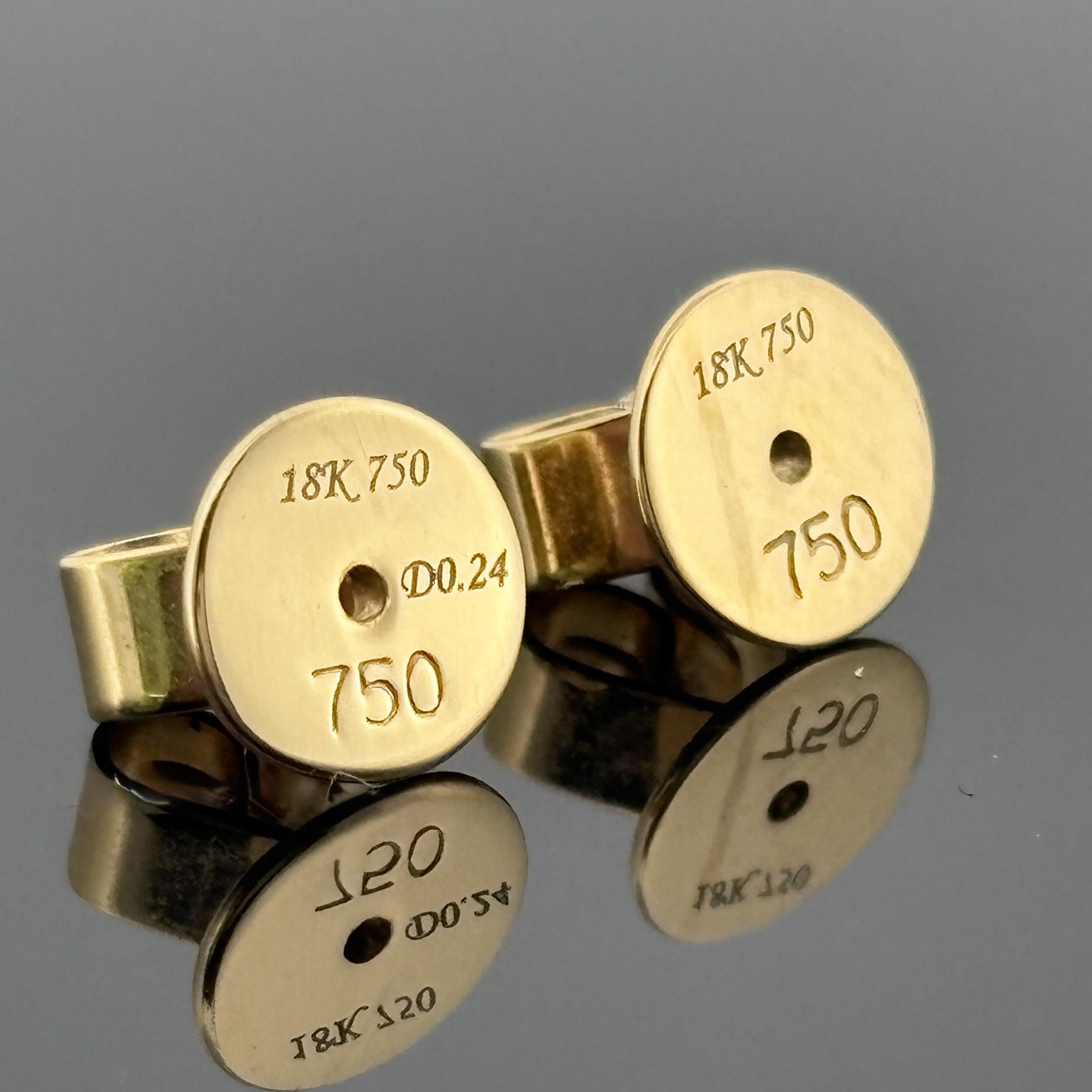 Taglio rotondo Orecchini con diamanti a fiocco Estate 0,24ctw in oro giallo 18k in vendita