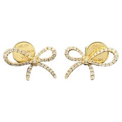 Estate Bow Diamond Earrings 0.24ctw 18k Yellow Gold