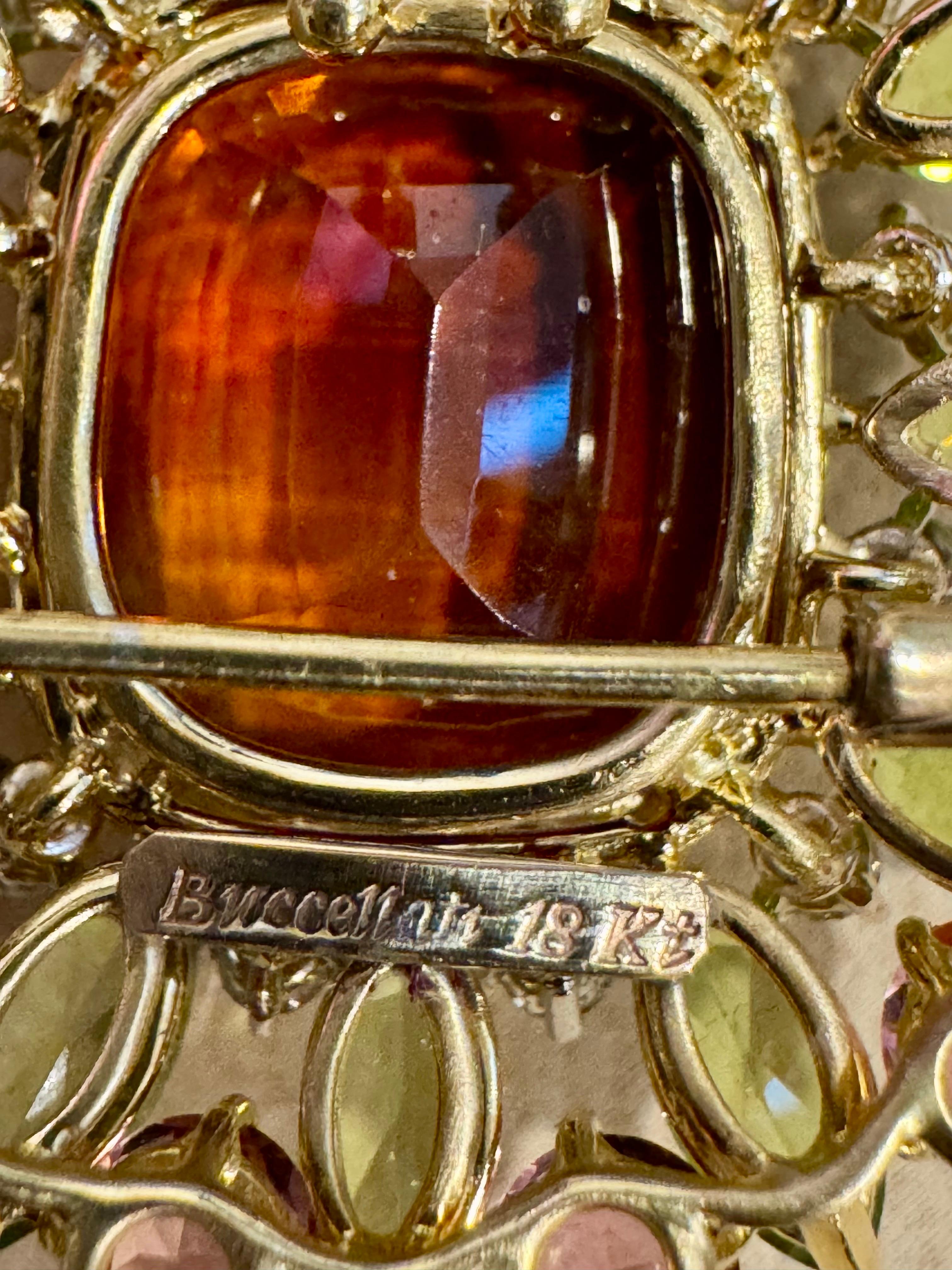 Domaine Buccellati  Épingle/pendentif 18KG certifiée GIA, citrine orange, diamants 21,8 g en vente 5