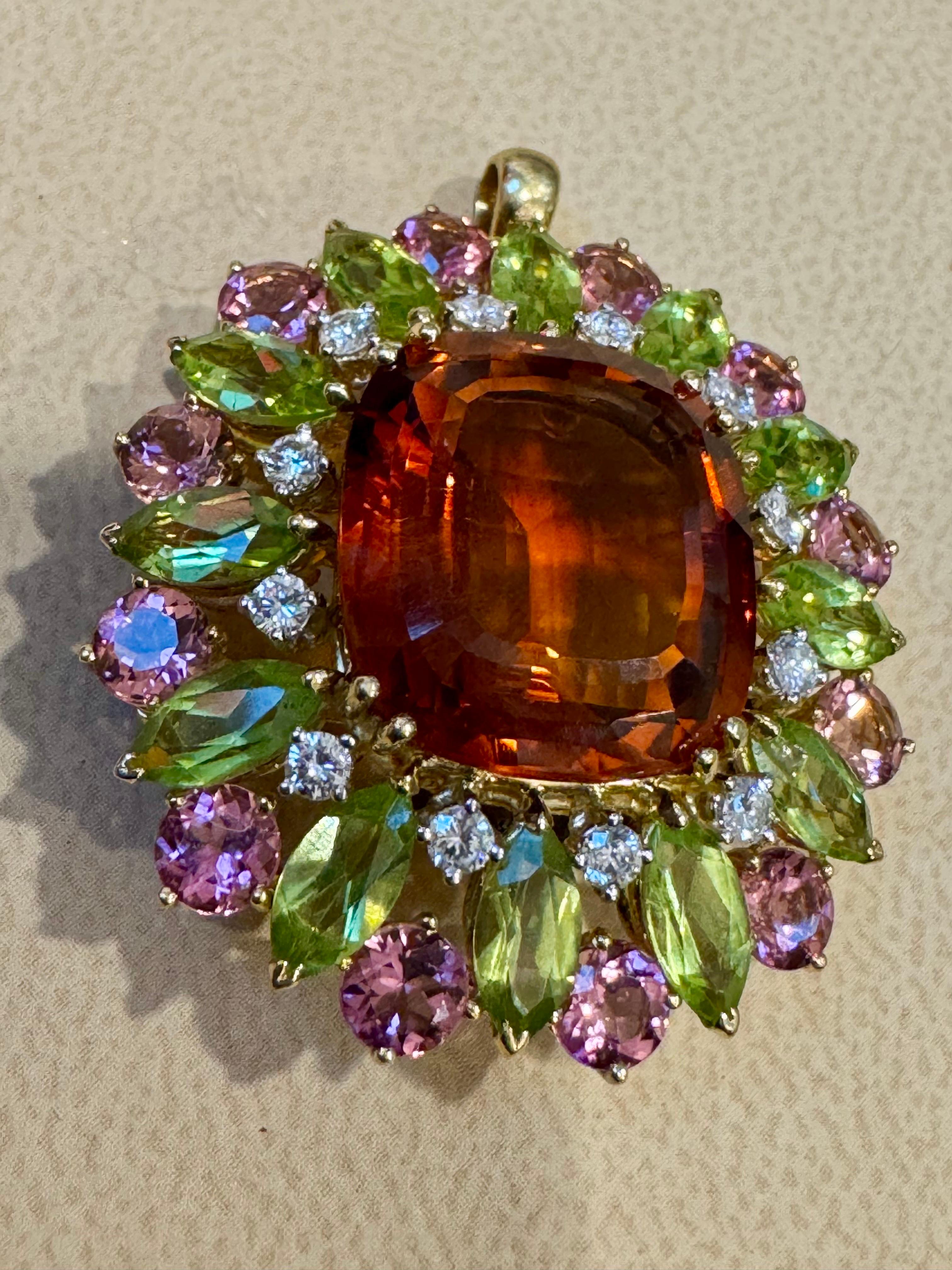 Domaine Buccellati  Épingle/pendentif 18KG certifiée GIA, citrine orange, diamants 21,8 g en vente 7