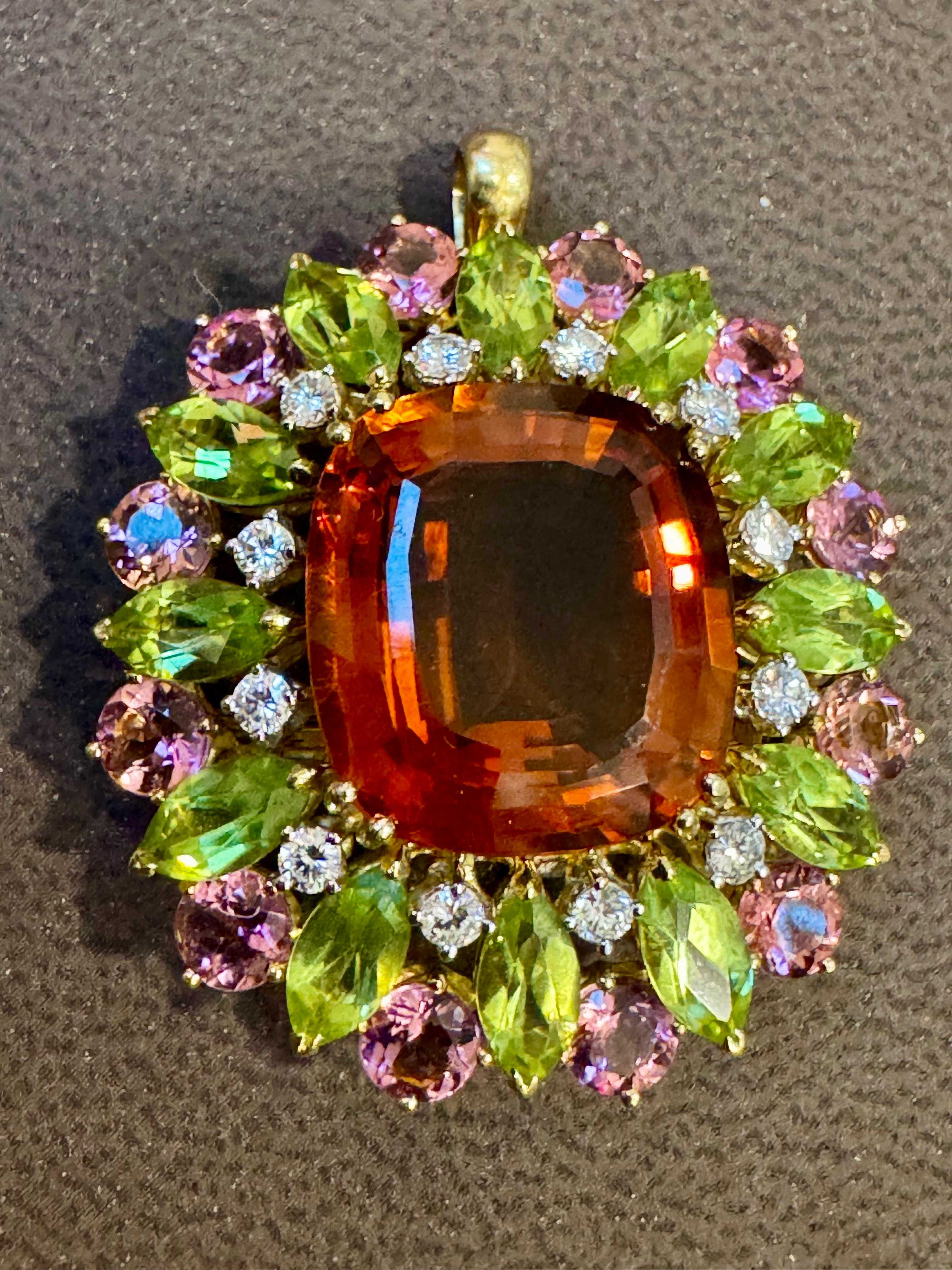 Domaine Buccellati  Épingle/pendentif 18KG certifiée GIA, citrine orange, diamants 21,8 g Excellent état - En vente à New York, NY