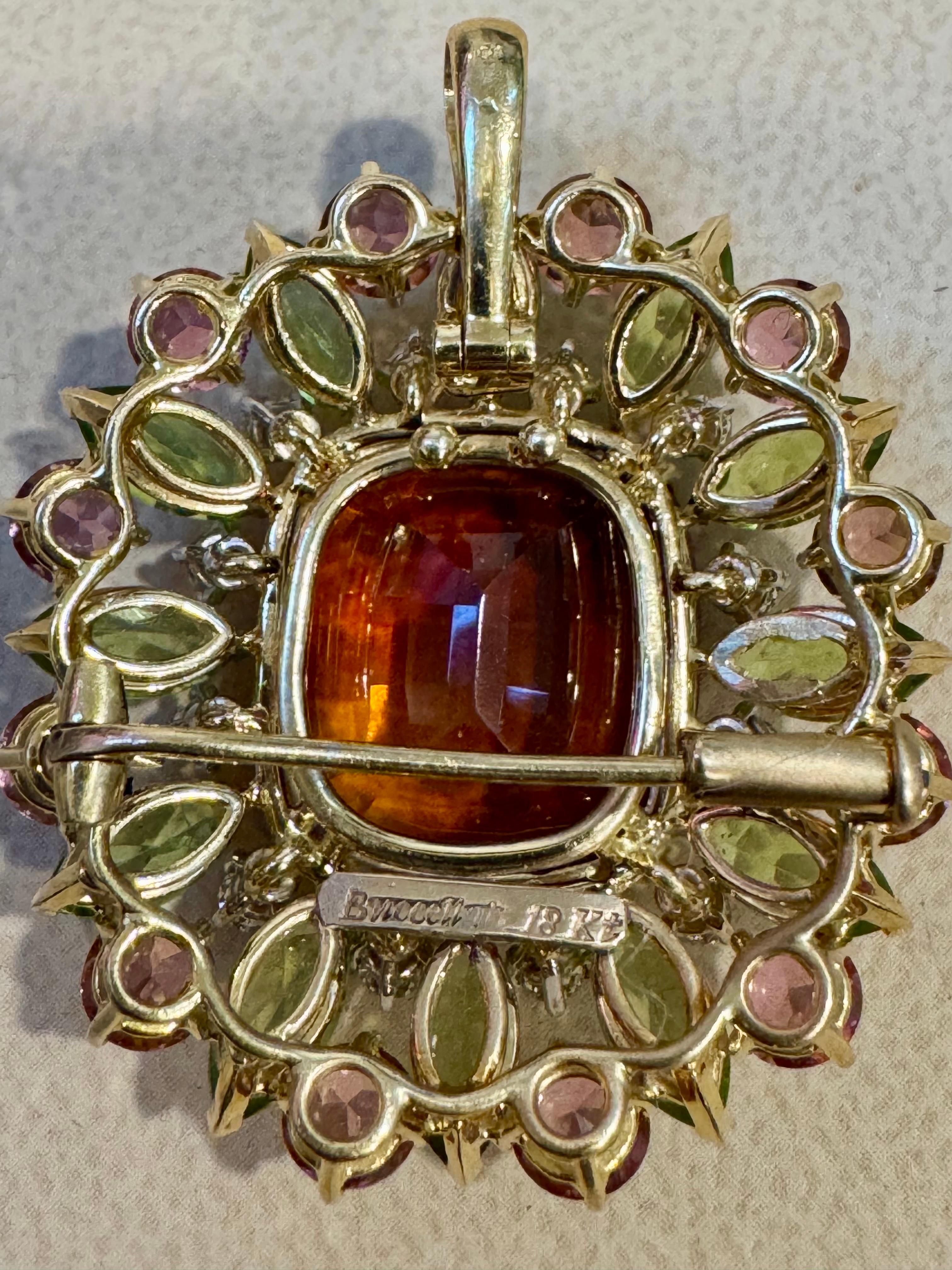 Domaine Buccellati  Épingle/pendentif 18KG certifiée GIA, citrine orange, diamants 21,8 g en vente 1
