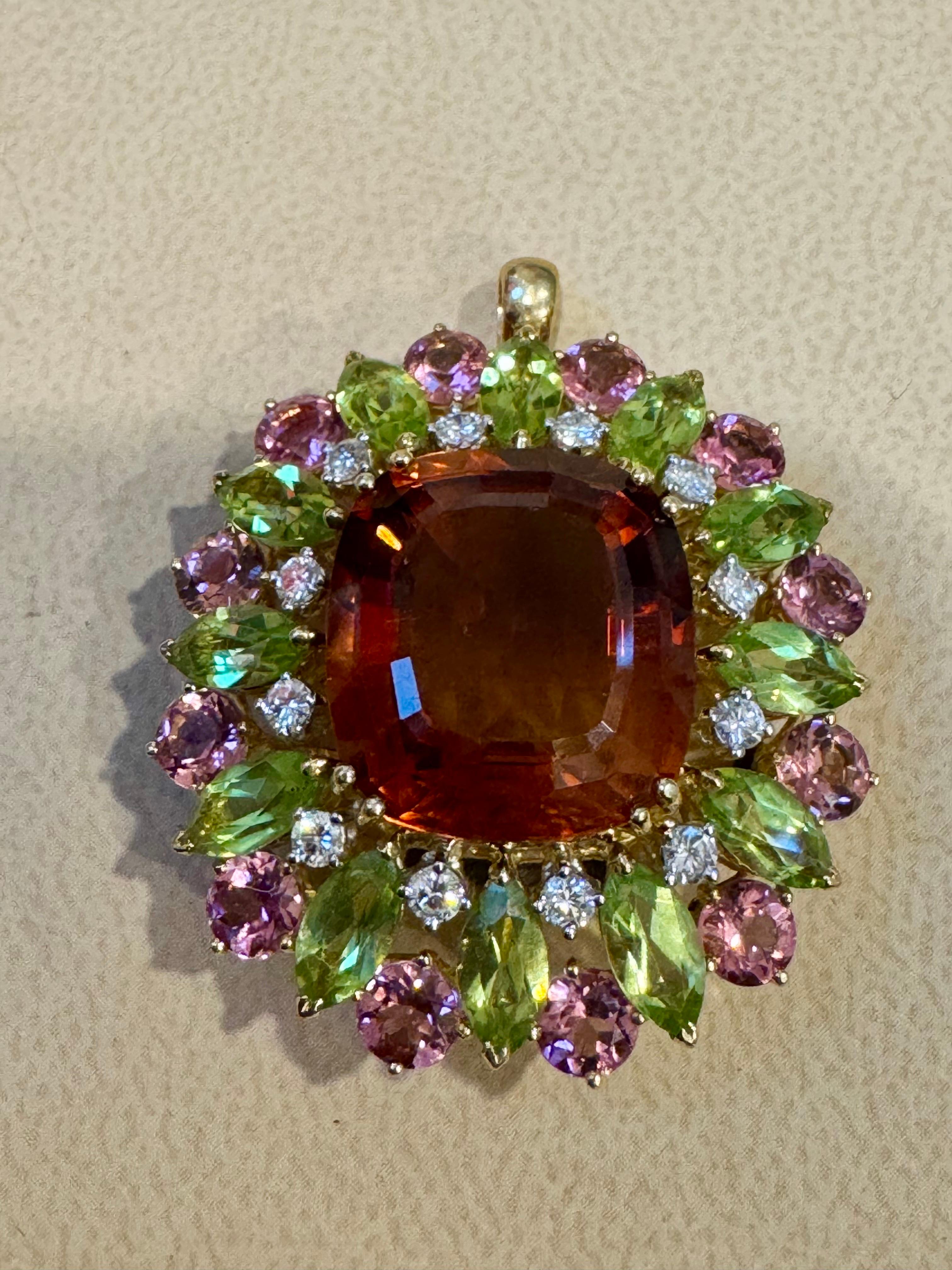 Domaine Buccellati  Épingle/pendentif 18KG certifiée GIA, citrine orange, diamants 21,8 g en vente 4