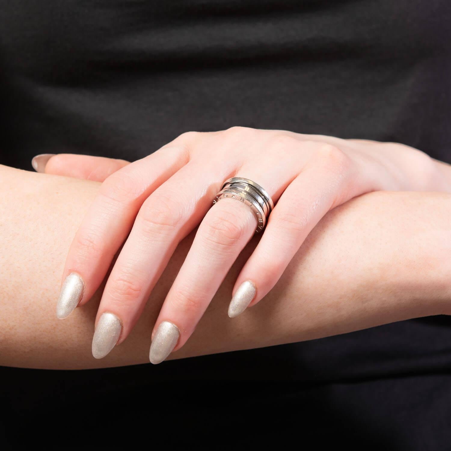 Estate BULGARI 18k White Gold Ring For Sale 2
