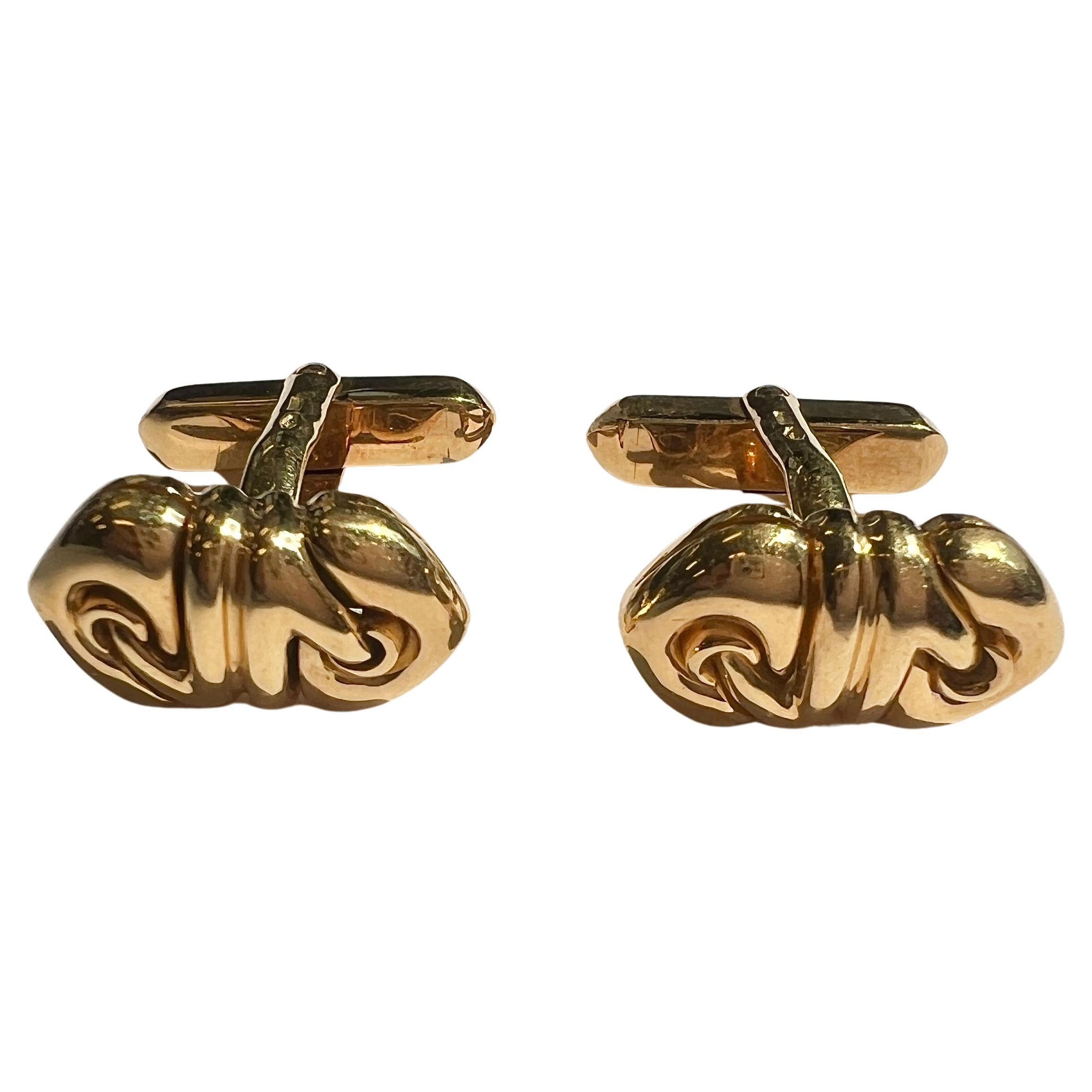 Estate Bulgari 'Doppio Cuore' 18K Gold Manschettenknöpfe