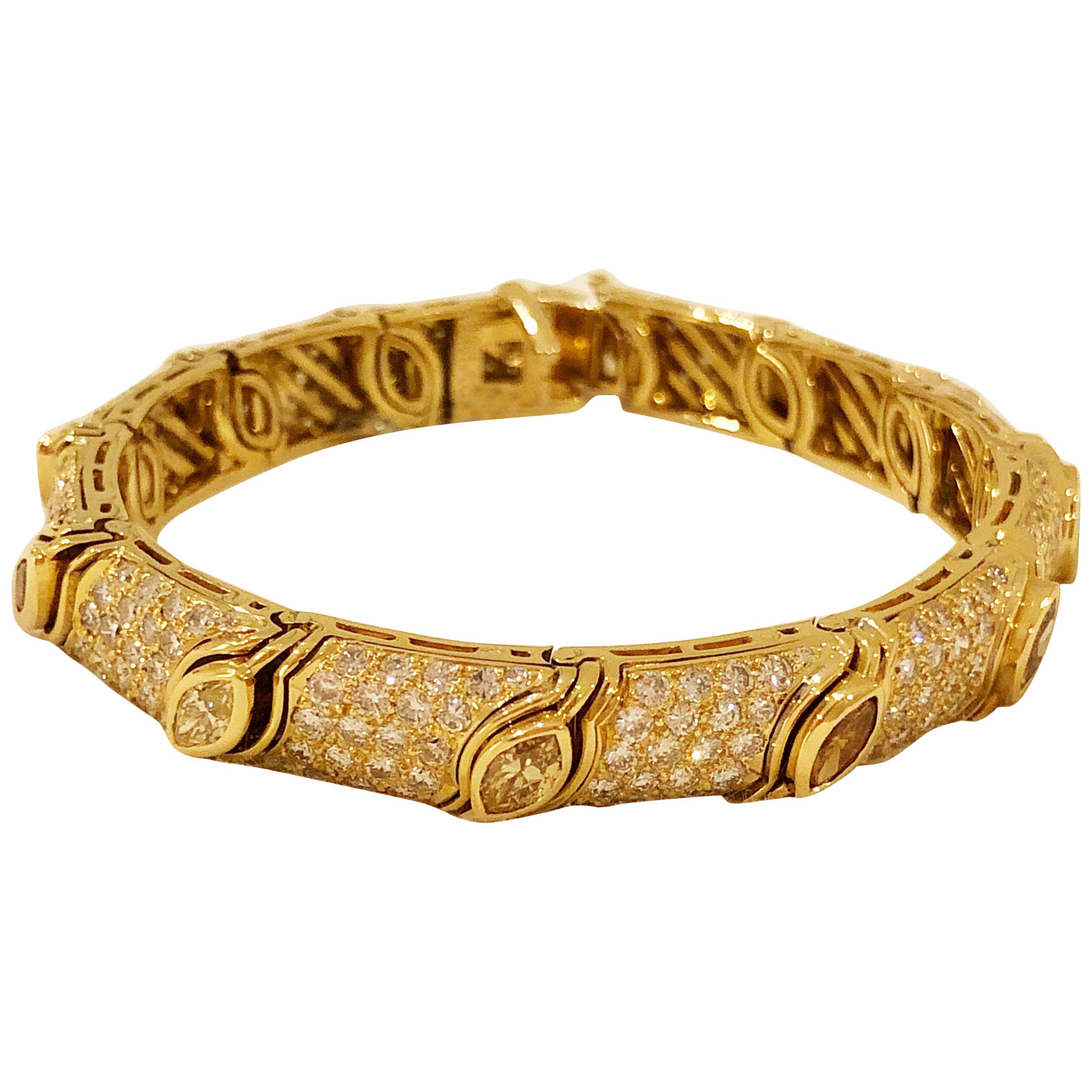 Estate Bulgari Multi-Color Diamond Bracelet in 18 Karat Yellow Gold