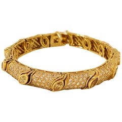 Estate Bulgari Multi-Color Diamond Bracelet in 18 Karat Yellow Gold