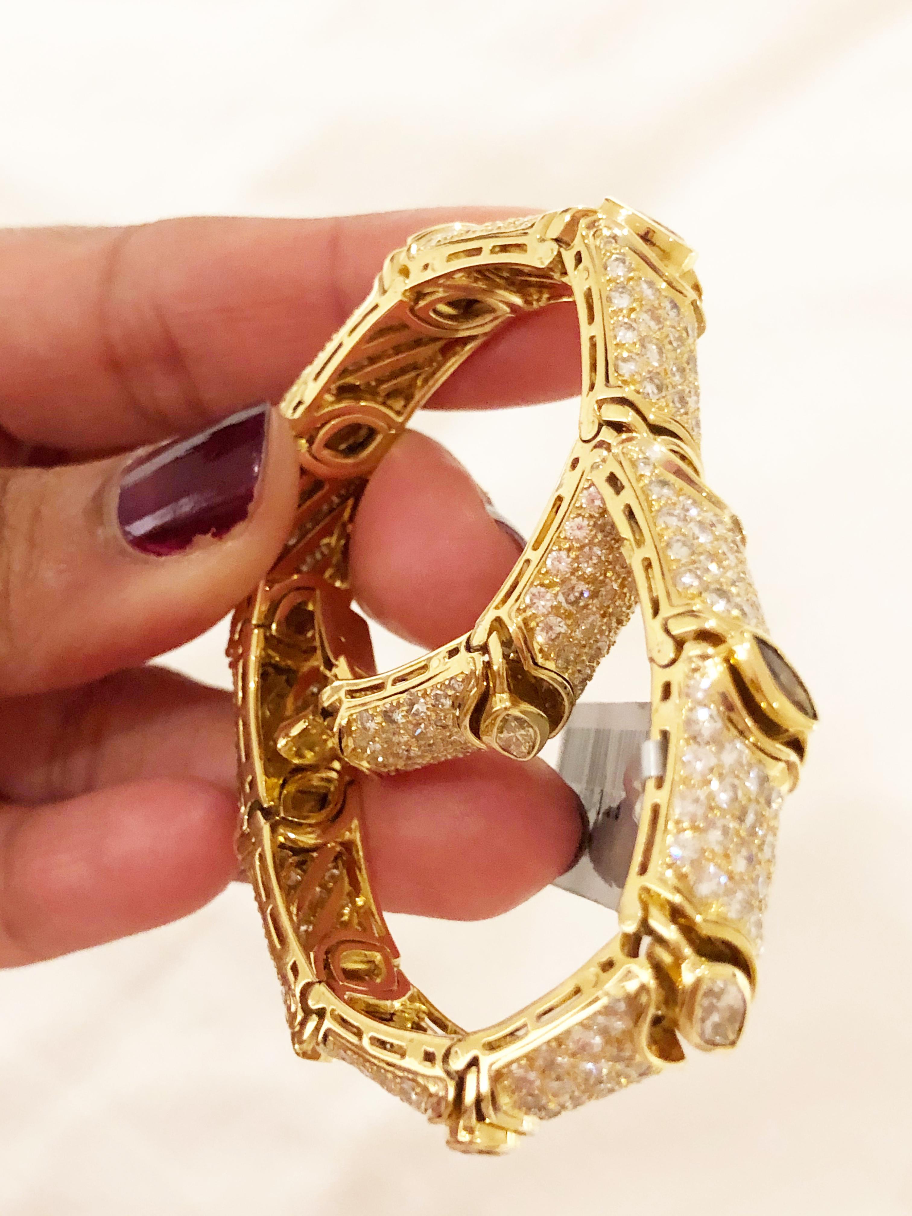 Women's or Men's Estate Bulgari Multi-Color Diamond Bracelet in 18 Karat Yellow Gold