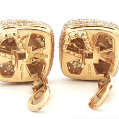 Estate Bulgari Square Pave Diamond Earrings 18K Yellow Gold
