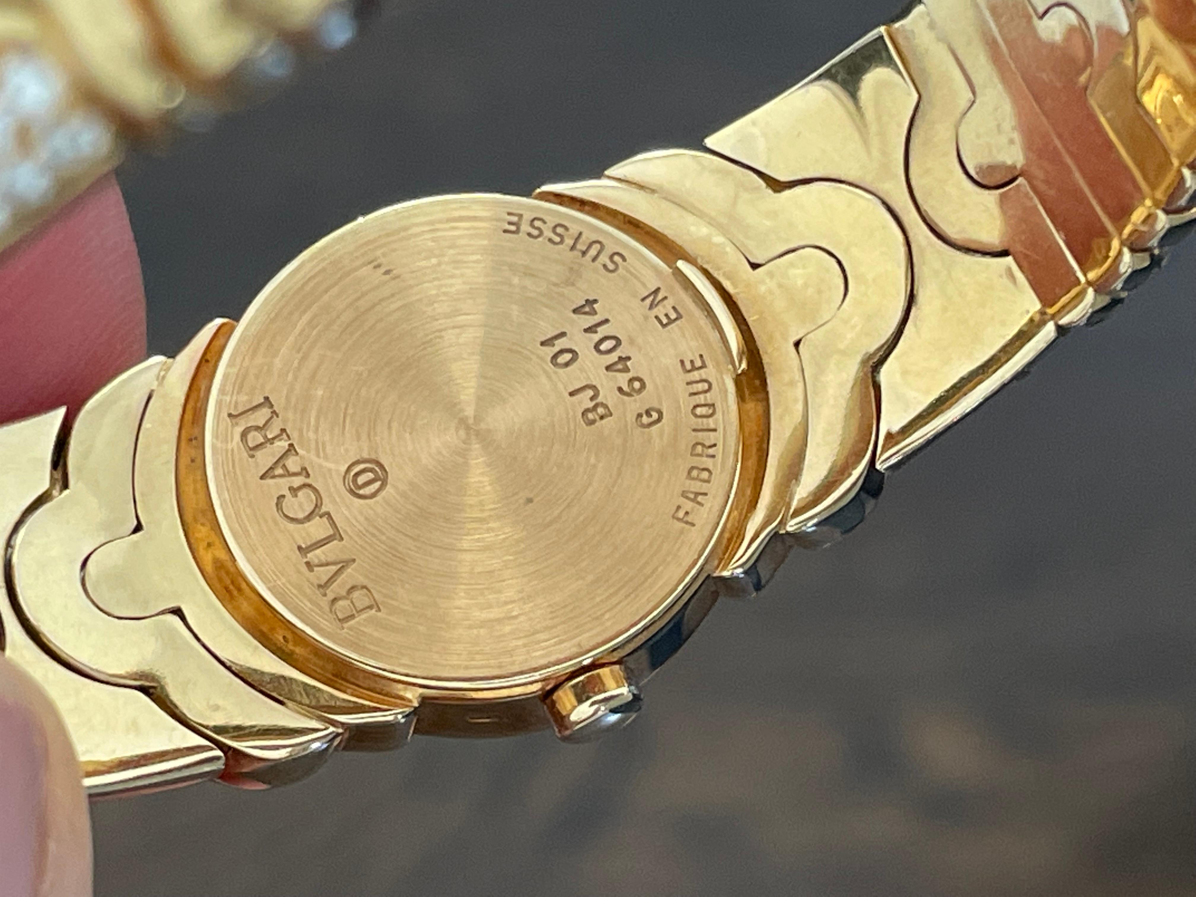 Nachlass Bulgari Weißer Diamant und Gelbgold Parentesi Uhr (Rundschliff)