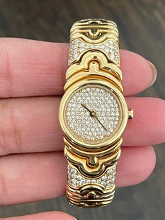 Estate Bulgari White Diamond and Yellow Gold Parentesi Watch
