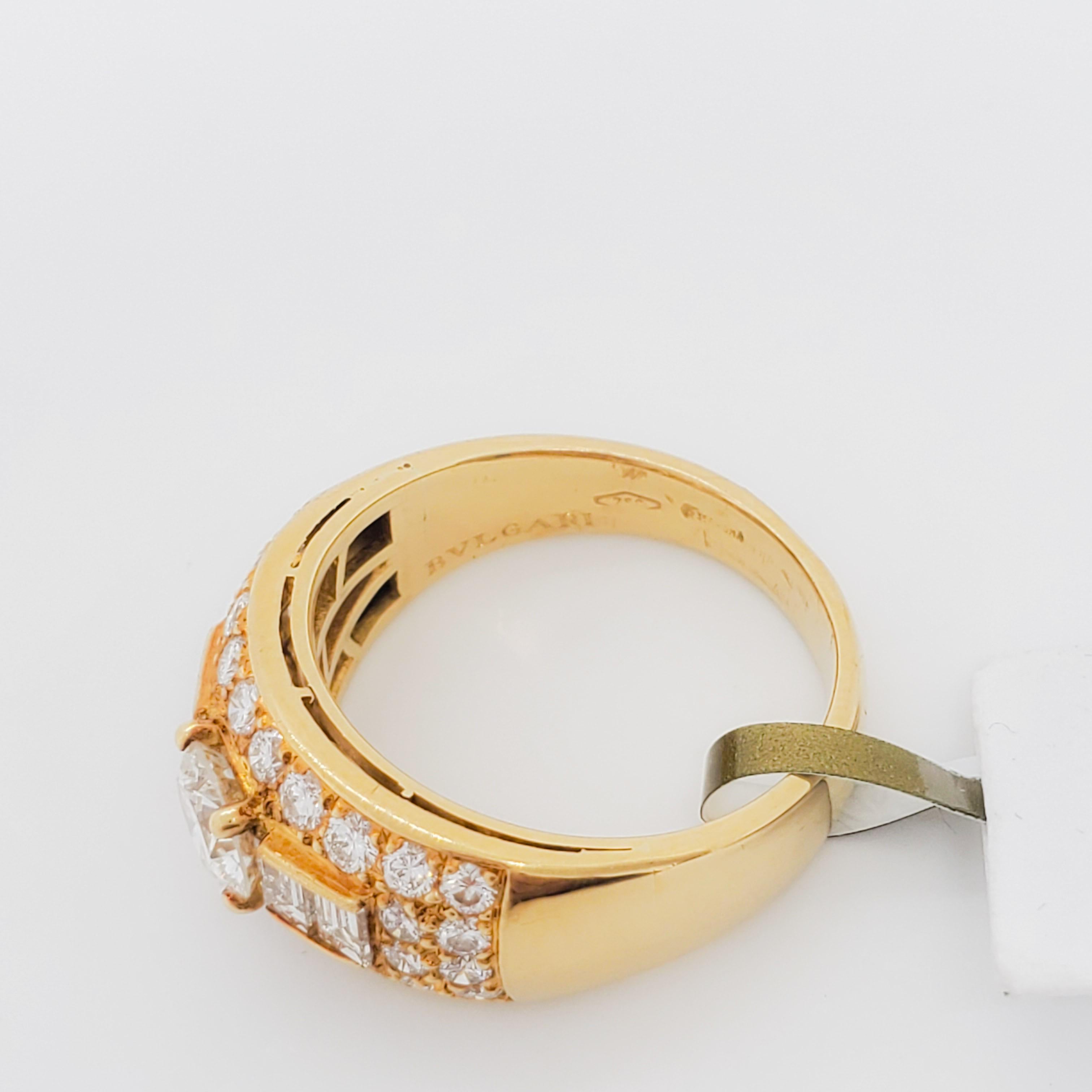 Estate Bulgari White Diamond Ring in 18k Yellow Gold 1