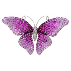 Pendentif broche papillon en or 18K saphir rose de succession