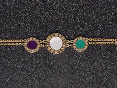 Estate BVLGARI 18K Yellow Gold Malachite, Mother Of Pearl, Sugilite Necklace