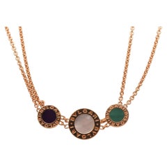 Estate BVLGARI 18K Yellow Gold Malachite, Mother Of Pearl, Sugilite Necklace