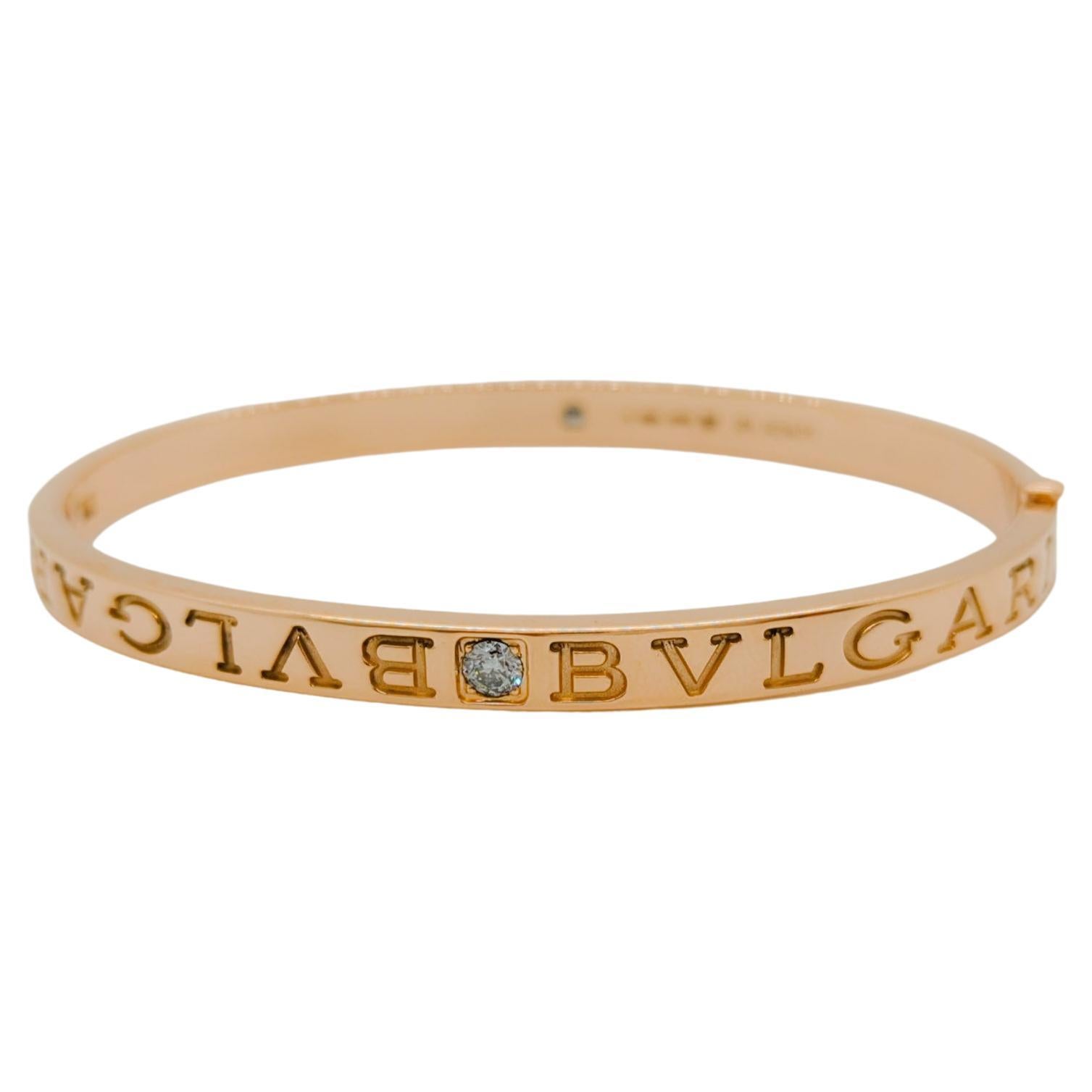 Estate Bvlgari with Round Diamond Bangle in 18K Rose Gold For Sale