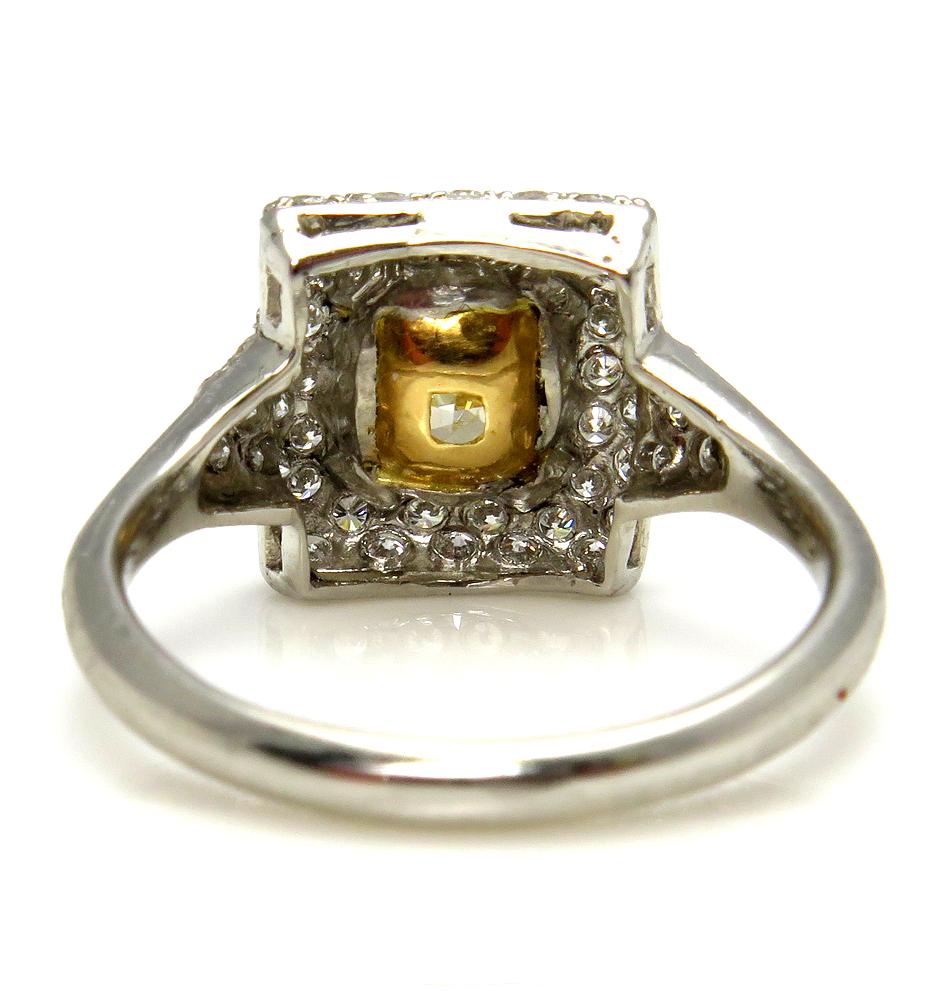 Modern Estate “Canary” 2.56ctw Natural Fancy YELLOW Radiant Cut Dia Wedding Halo Ring