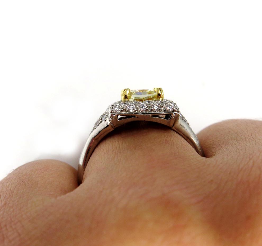 Estate “Canary” 2.56ctw Natural Fancy YELLOW Radiant Cut Dia Wedding Halo Ring 3