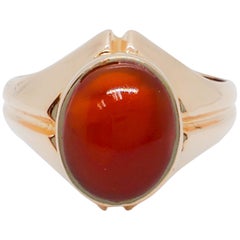 Estate Carnelian Oval Ring in 14 Karat Rose Gold