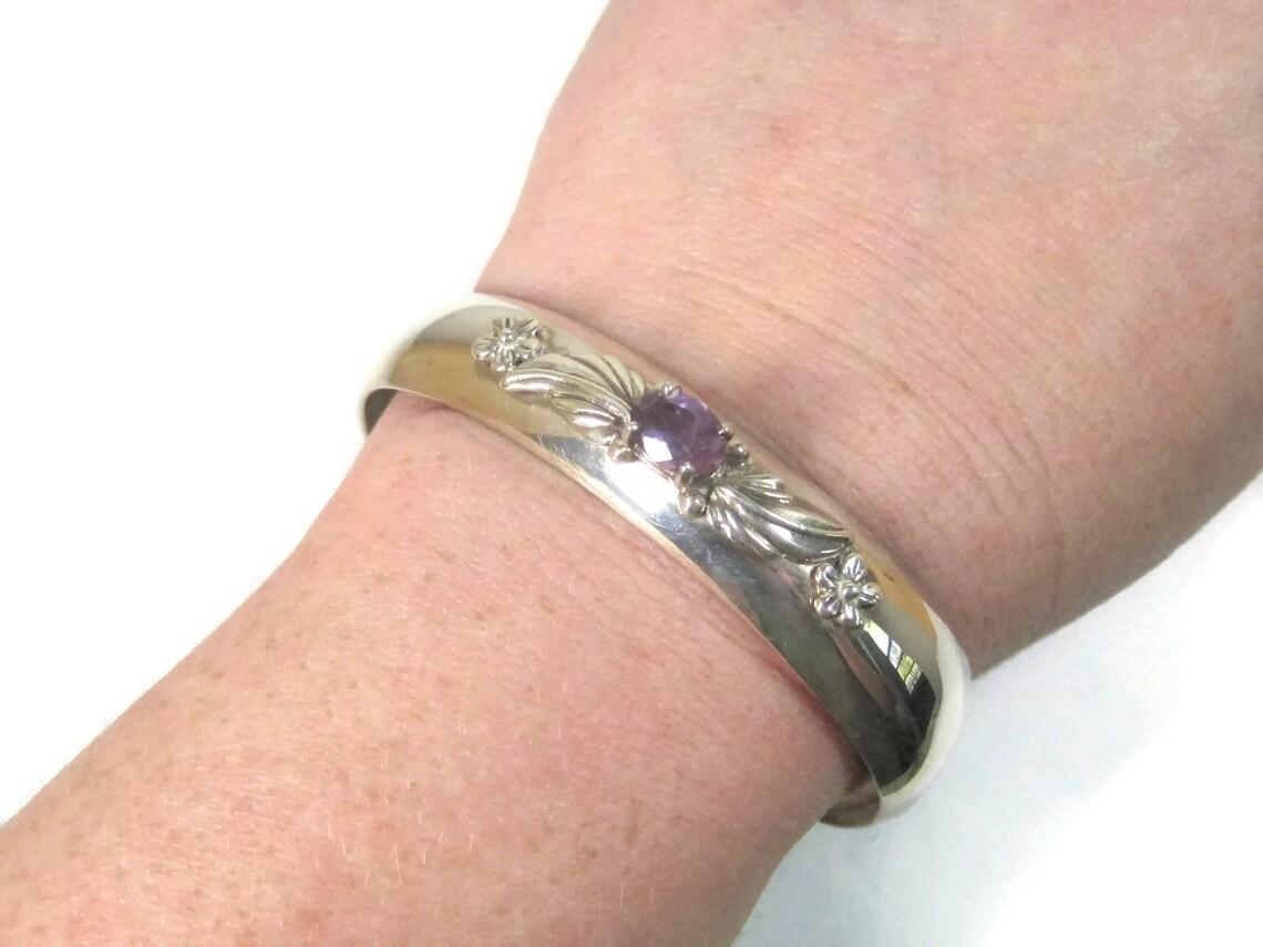 Oval Cut Estate Carol Felley Amethyst Cuff Bracelet For Sale