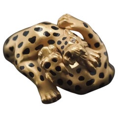 Estate Carrera y Carrera Two Leopard Bague en or jaune 18K avec diamants - VHK#943a