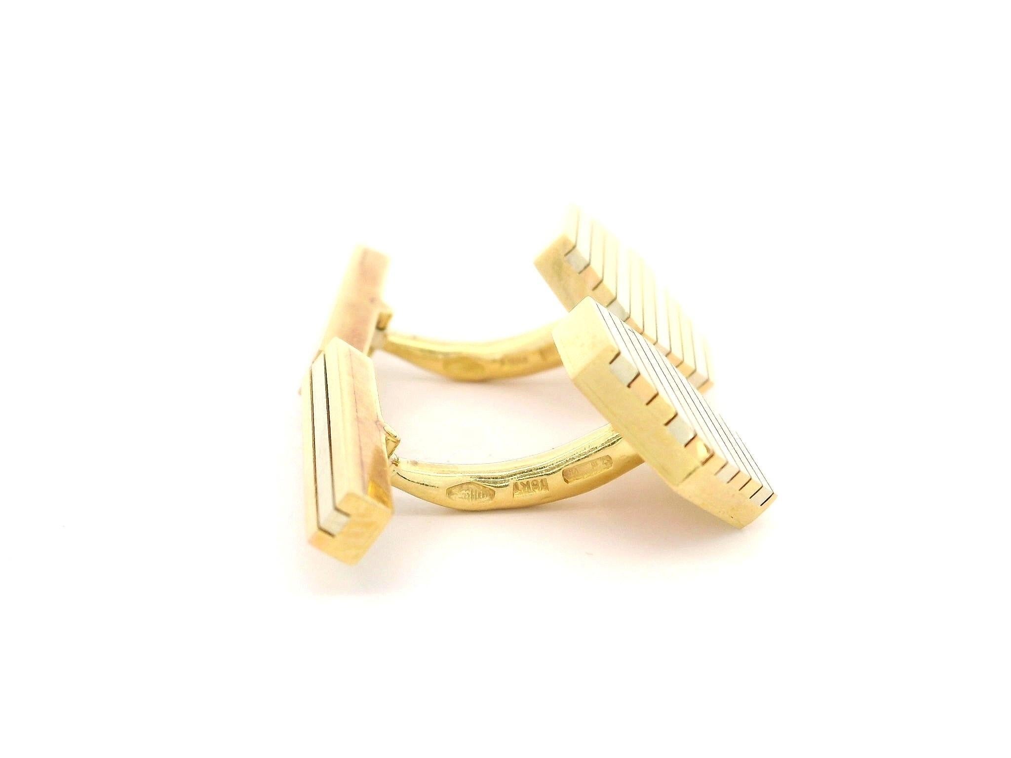 Cartier Boutons de manchette tourbillonnants hexagonaux en or tricolore 18 carats Excellent état - En vente à Montclair, NJ