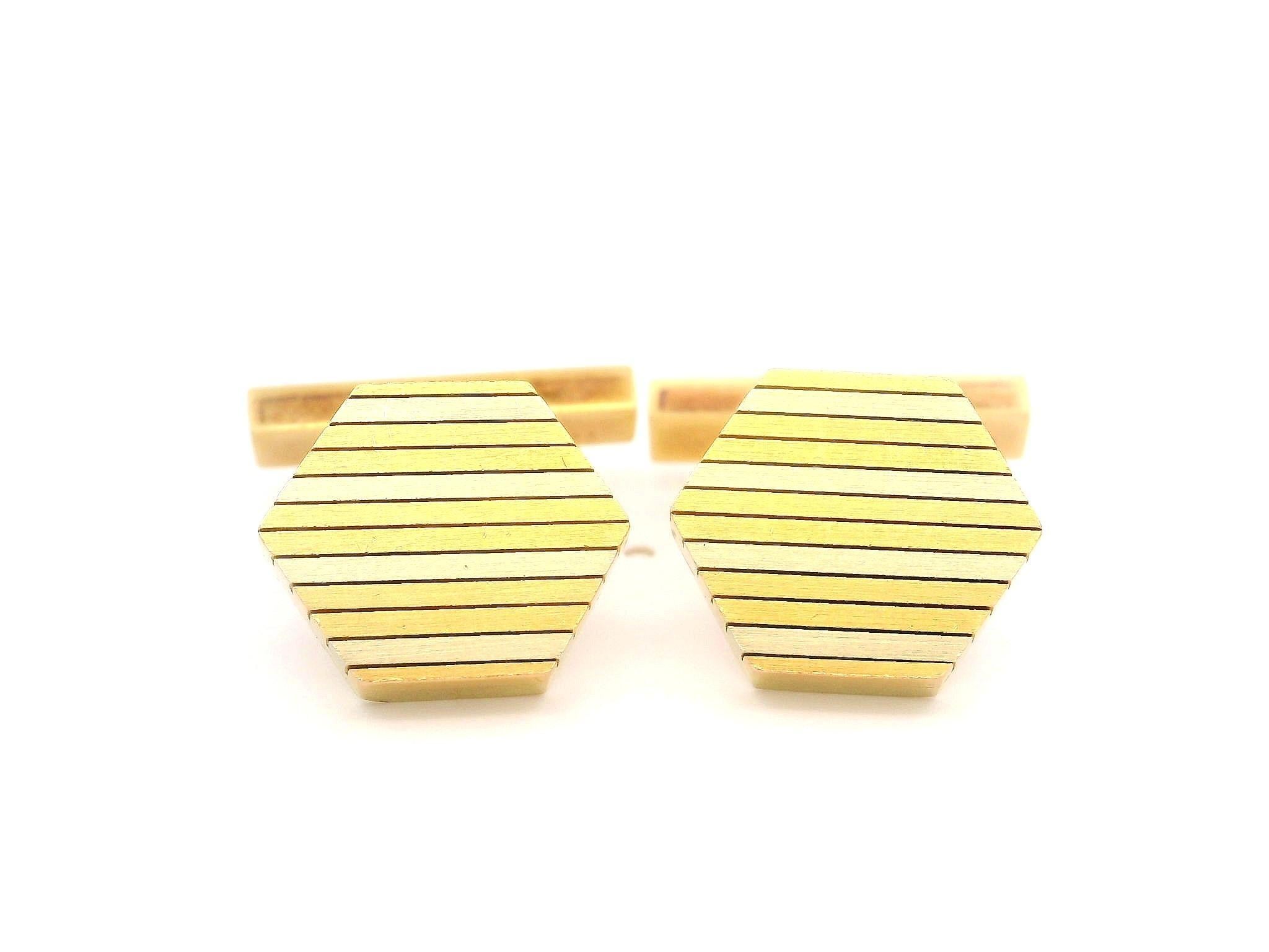 Cartier Boutons de manchette tourbillonnants hexagonaux en or tricolore 18 carats en vente 4