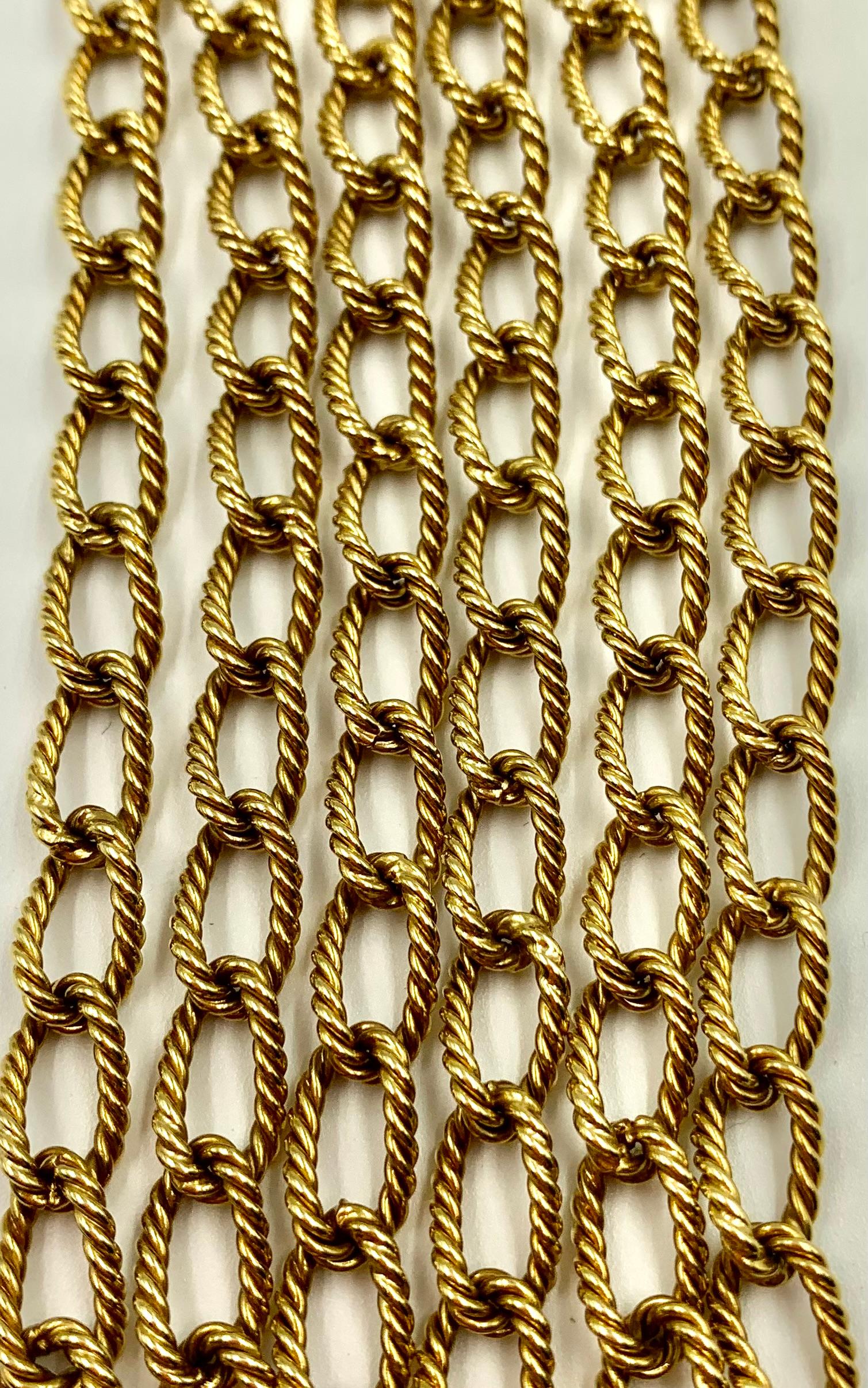 Estate Cartier 18K Yellow Gold Rope Twist Link Long Chain Necklace, 1970's 6
