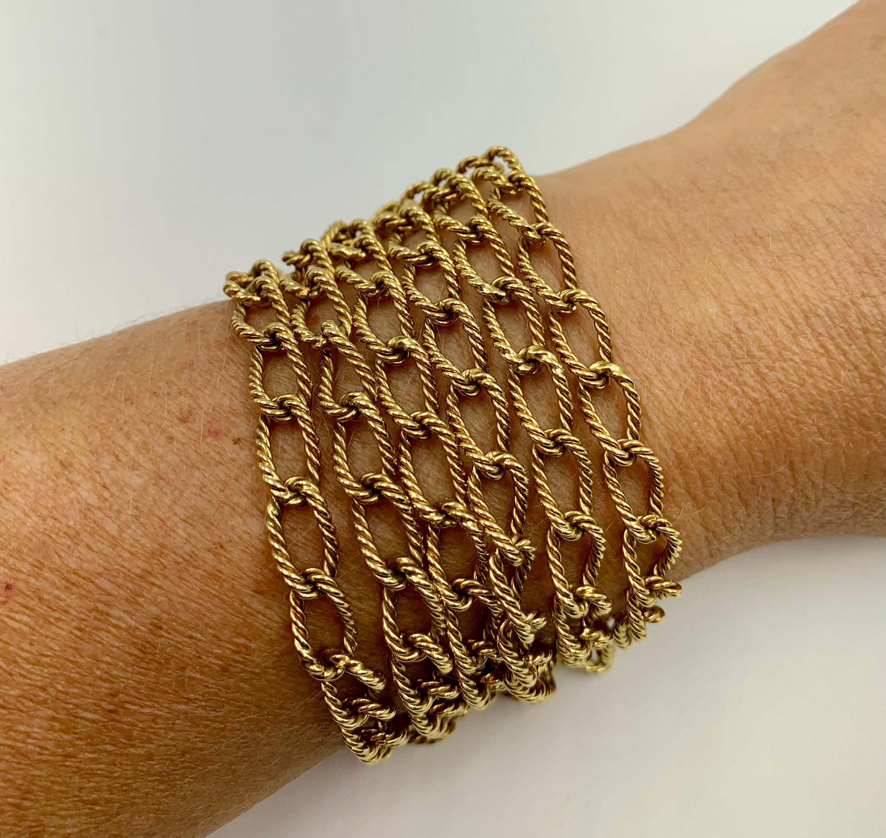 Estate Cartier 18K Yellow Gold Rope Twist Link Long Chain Necklace, 1970's 7