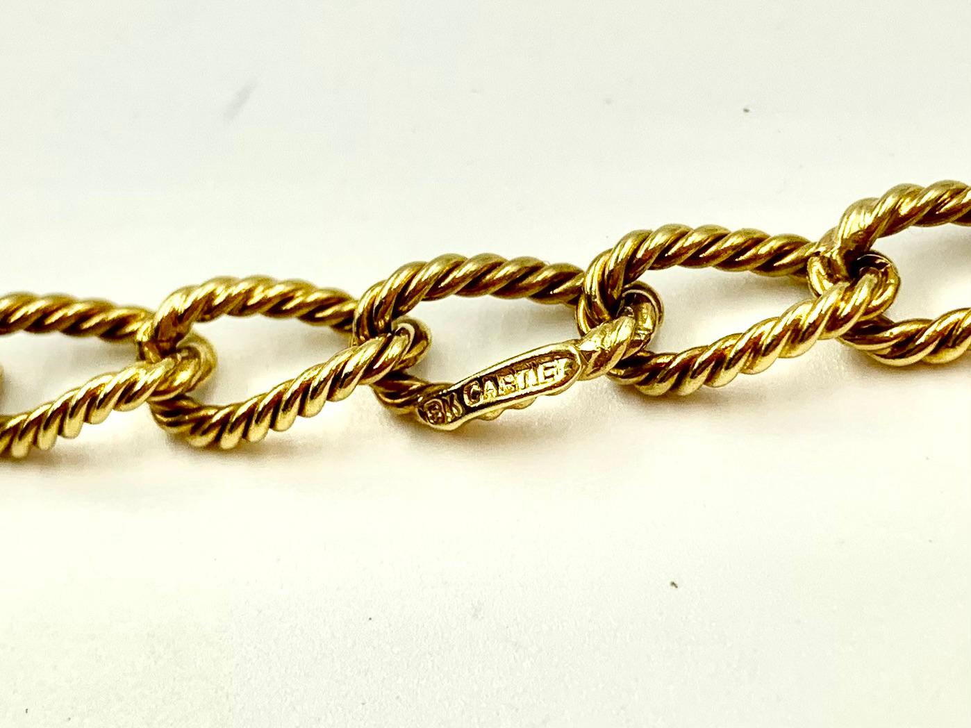 Estate Cartier 18K Yellow Gold Rope Twist Link Long Chain Necklace, 1970's 9