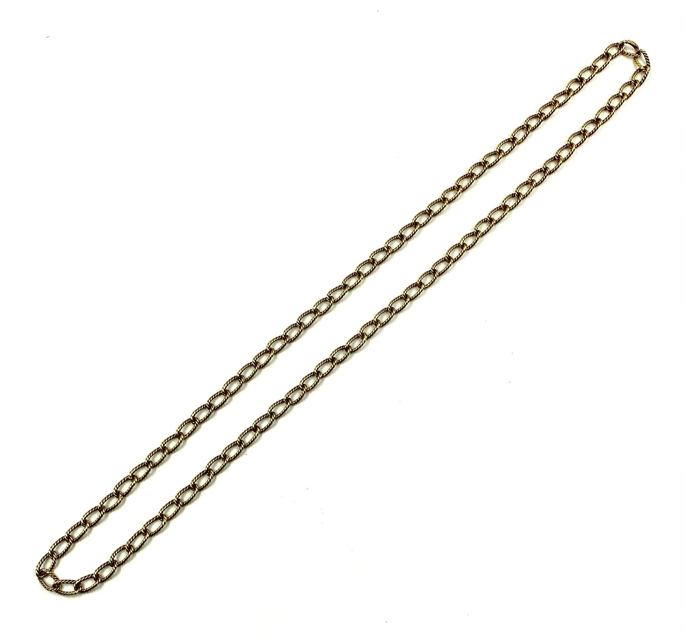 Estate Cartier 18K Yellow Gold Rope Twist Link Long Chain Necklace, 1970's 10