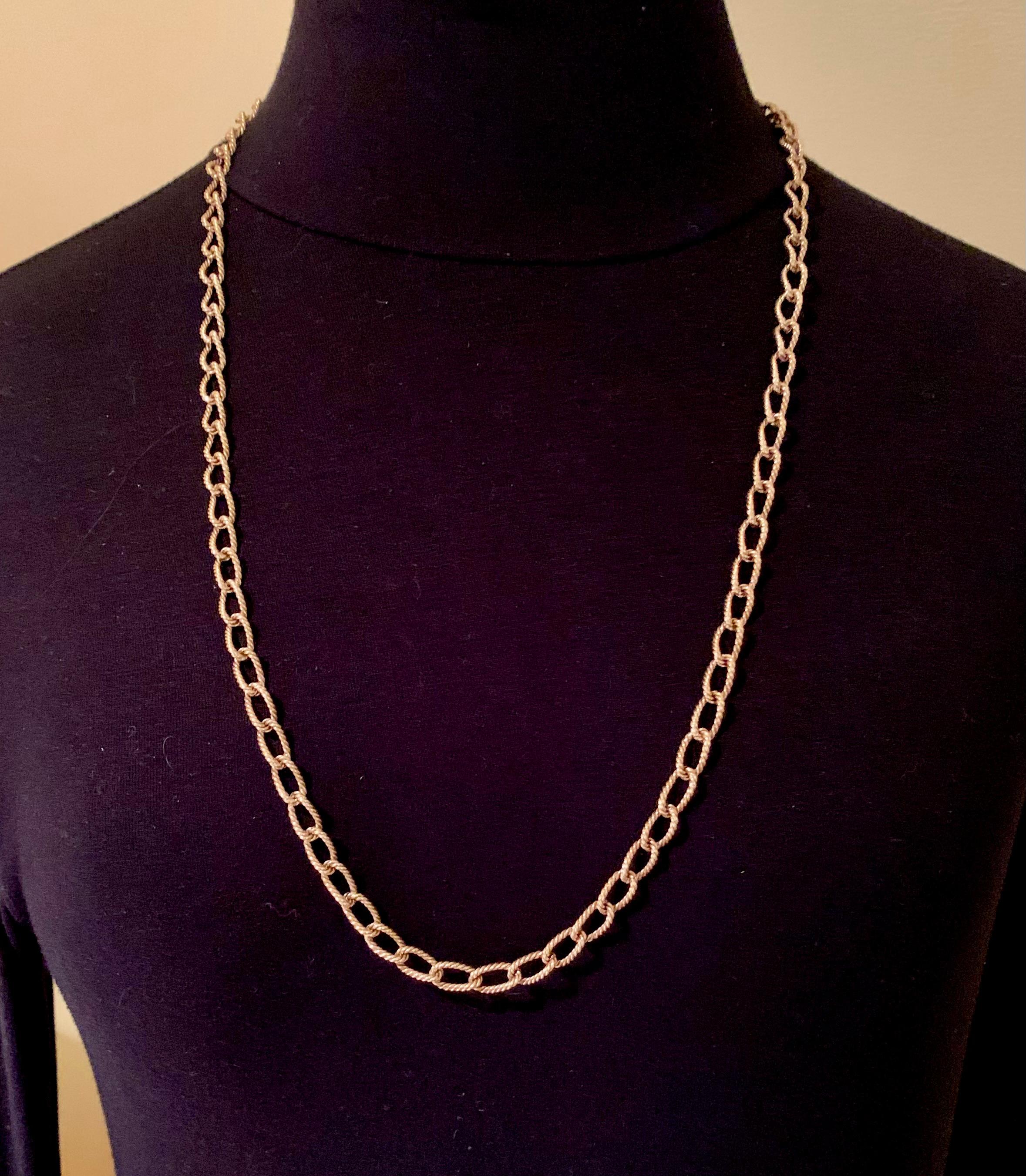 Estate Cartier 18K Yellow Gold Rope Twist Link Long Chain Necklace, 1970's 1