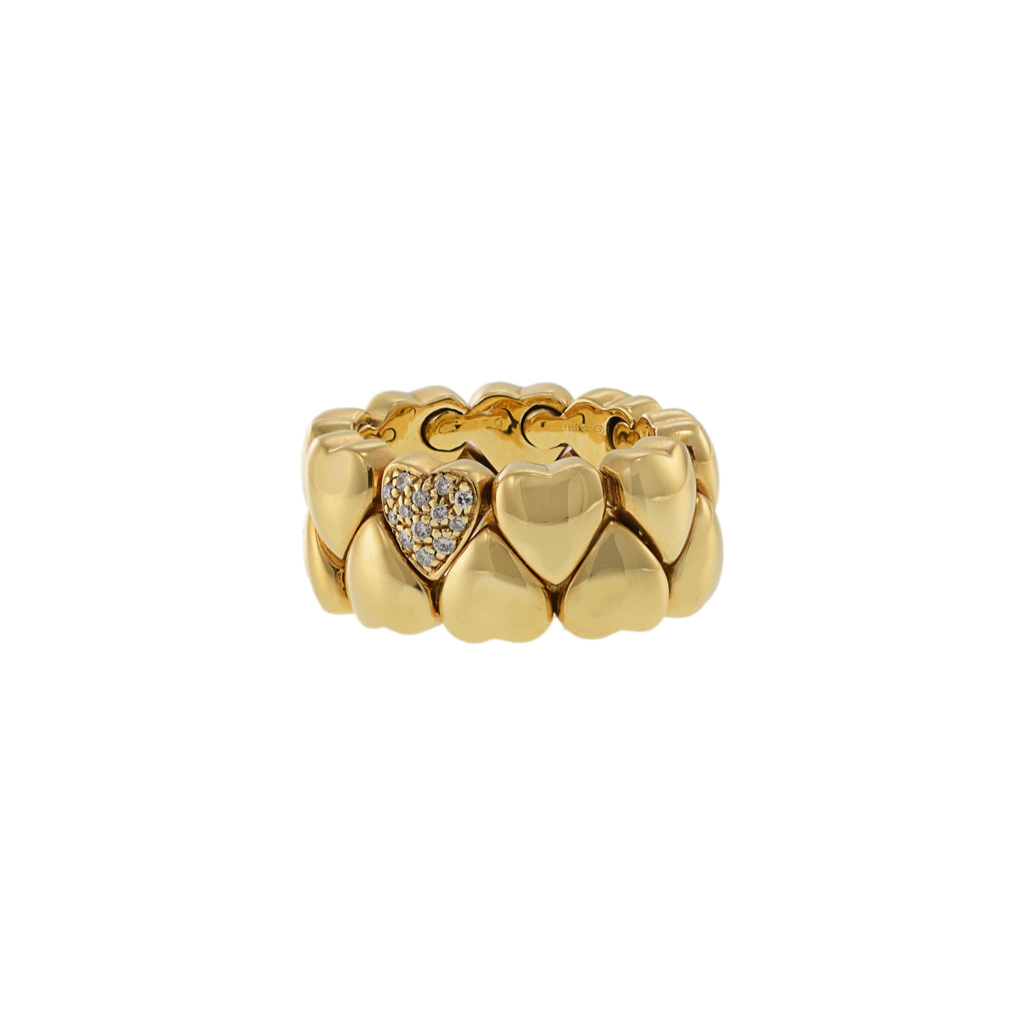 Anillo Corazón Abombado Estate Cartier de Oro Amarillo de 18 KT y Diamantes talla redonda Moderno en venta