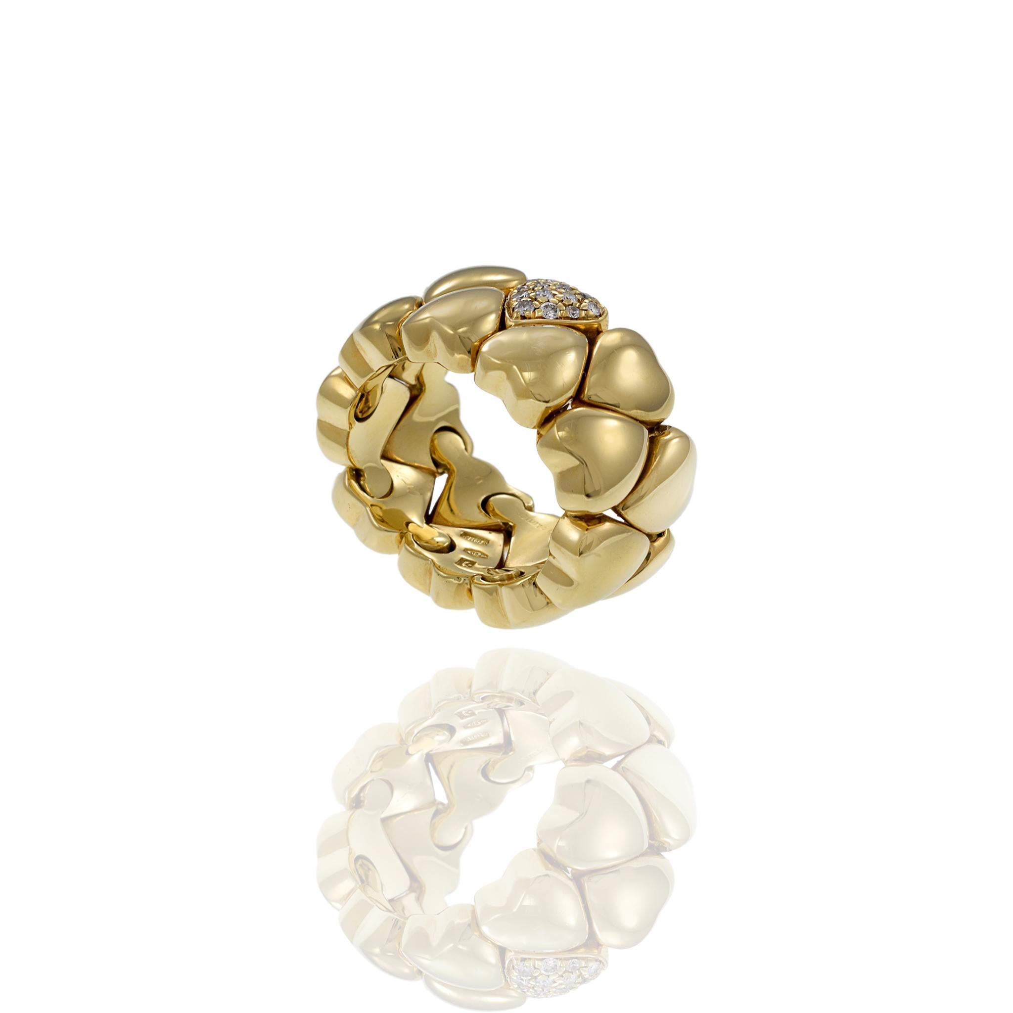Femenino o masculino Anillo Corazón Abombado Estate Cartier de Oro Amarillo de 18 KT y Diamantes talla redonda en venta