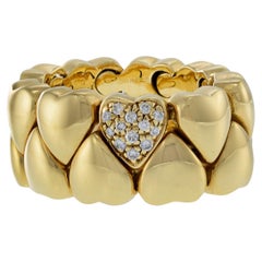 Estate Cartier 18KT Yellow Gold and Round Cut Diamond Puffy Heart Ring