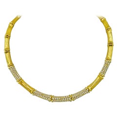 Estate Cartier 5.00 Carat Diamond Bamboo Necklace