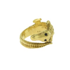 Estate Cartier Alligator 18 Karat Yellow Gold Finger Ring with Sapphire Eyes