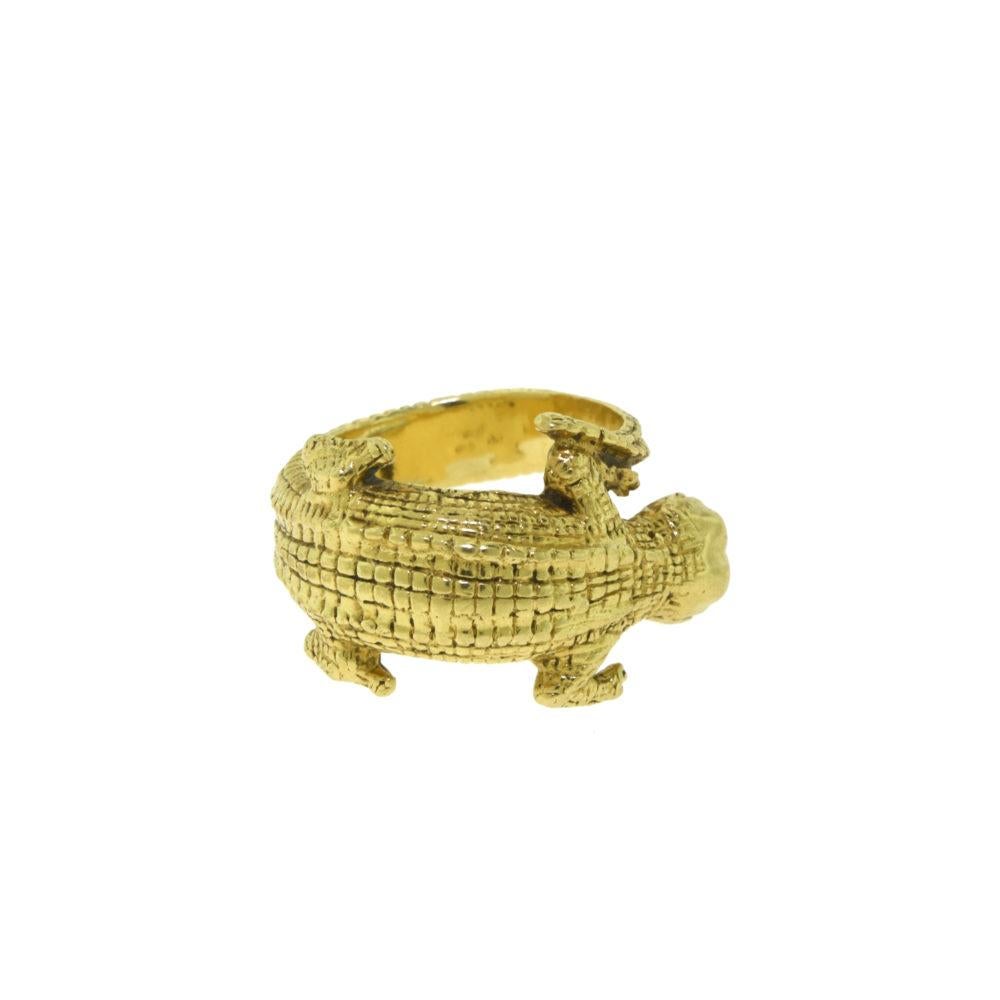Estate Cartier Alligator Wrap Around Yellow Gold with Sapphire Eyes Ring 1