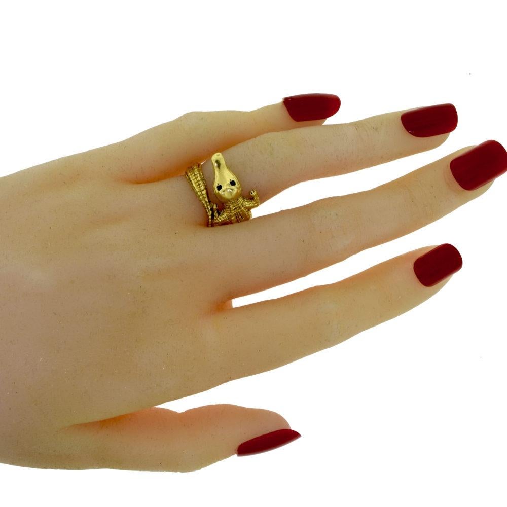 Estate Cartier Alligator Wrap Around Yellow Gold with Sapphire Eyes Ring 2