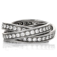 Estate Cartier Diamond 18k White Gold Classic Trinity Band Rolling Ring